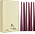 New Burning Formula Unscented Dripless 10-Inch Taper Candles Set of 12 - Burgundy, for Wedding, Dinner - Smokeless, Long Burning - Hand Poured, Colored Tall Candlesticks - Burdeos