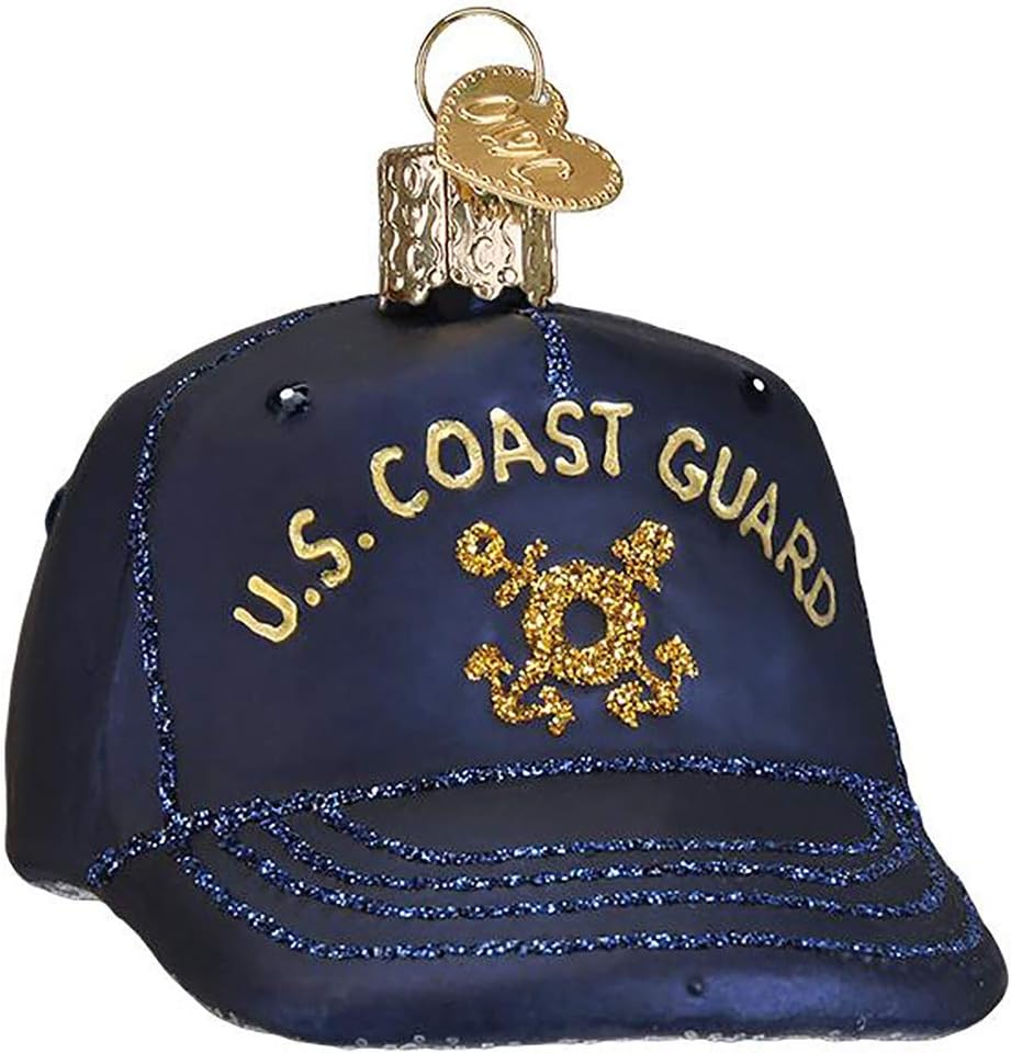 Old World Christmas Ornaments Coast Guard Cap Glass Blown Ornaments for Christmas Tree