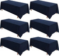 VidaFete Tablecloth 6 Pack 90 * 132inch Rectangle Table Cloth Polyester, Stain Wrinkle Resistant, Rectangular Polyester Table Cover for Kitchen Dinning Party Wedding Buffet Decoration(Navy Blue)
