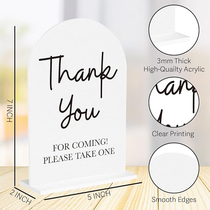 Please Take One Sign for Wedding Acrylic Arch Wedding Bridal Shower Baby Shower Welcome Table Signs for Ceremony and Reception Decor 7 x 5 Inches