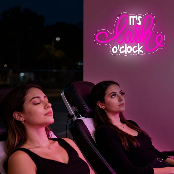 Lash Neon Sign, it's Lash O'Clock Led Neon Light Signs for Wall Decor Beauty Room Salon Nails Business Light up Sign for Lash Techs Girls Christmas Birthday Gift Dimmable USB Powered(14.2"*8.7")