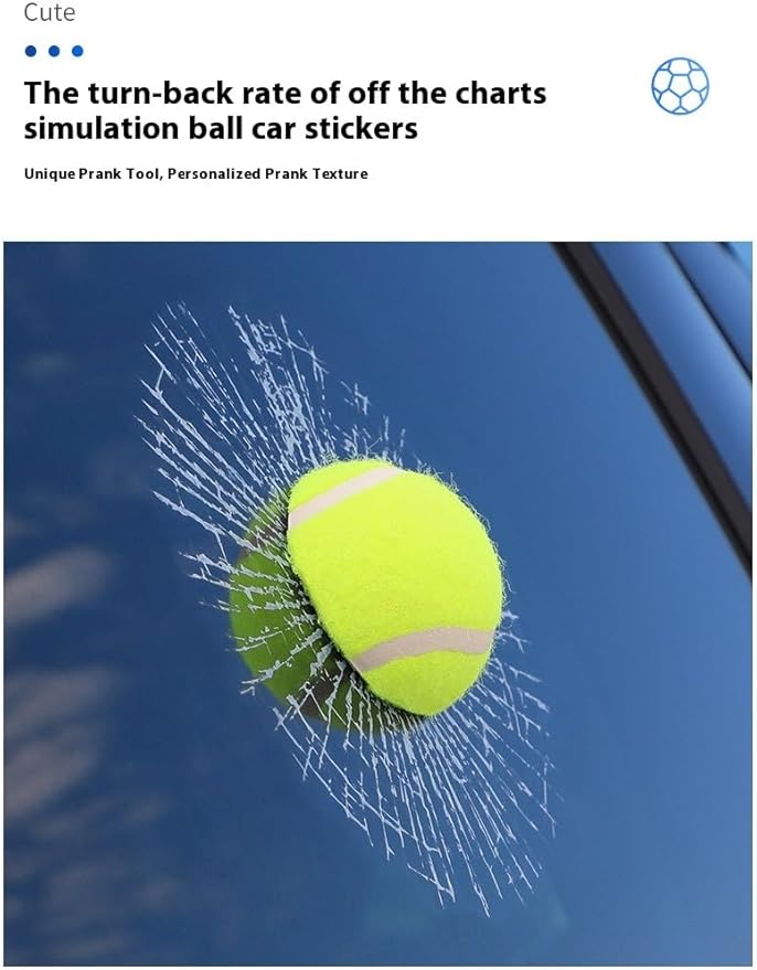 Car 3D elf Ball car Sticker, car Window Funny Creative Decorative Sticker(18cmx18cmx3cm) (White Baseball)