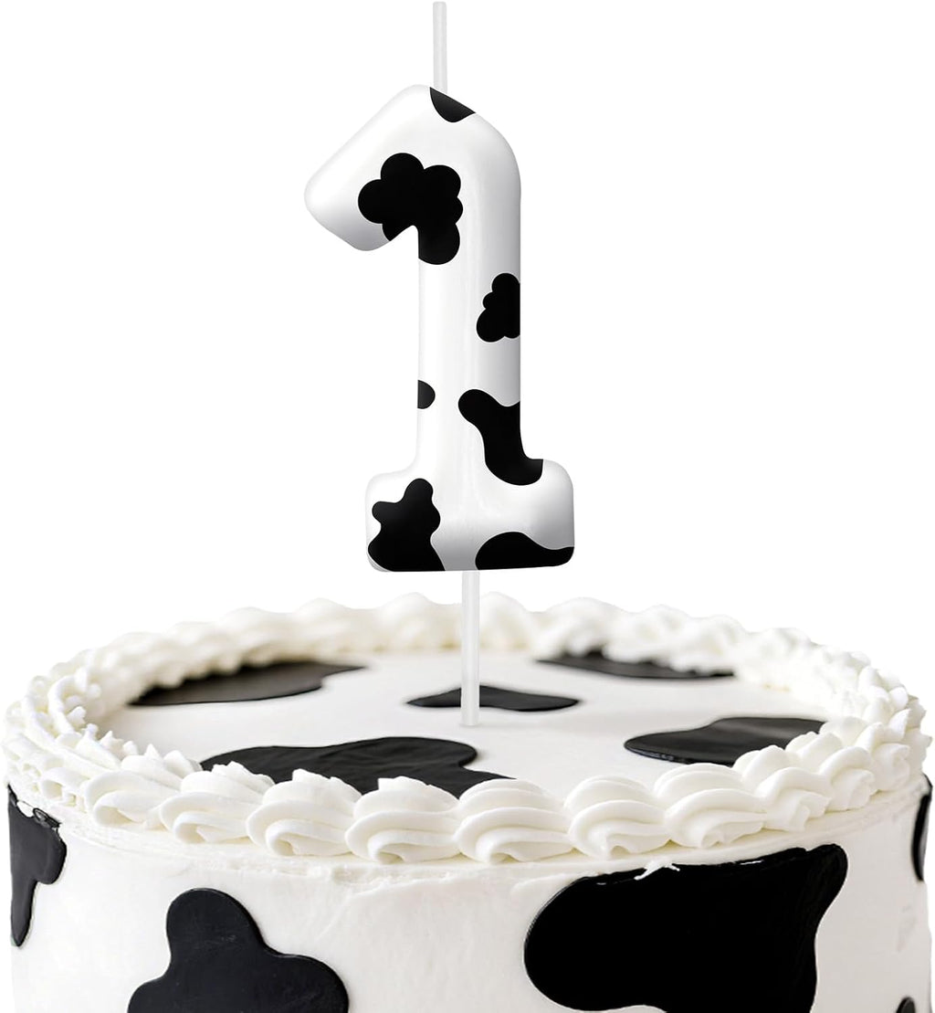 Cow Birthday Candles, 2.4 inch Cake Topper Decor, Number 1 Candles Birthday Decorations, Anniversary Party Cake Decorations Party Supplies