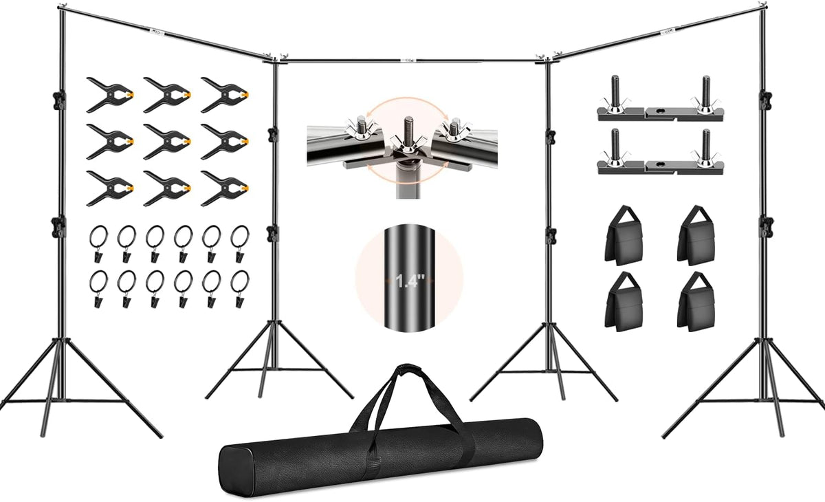 FUDESY Backdrop Stand Heavy Duty, 10x30ft Adjustable Photo Backdrop Stand