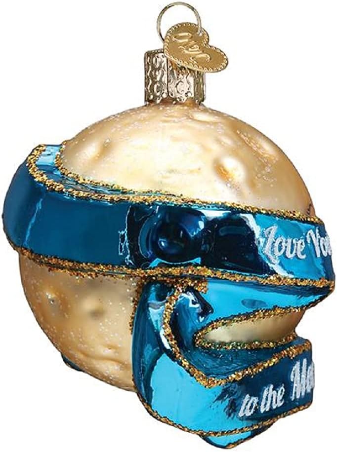 Old World Christmas Love You to The Moon & Back Glass Blown Ornament for Christmas Tree, Handcrafted Holiday Decoration, Sayings Collection
