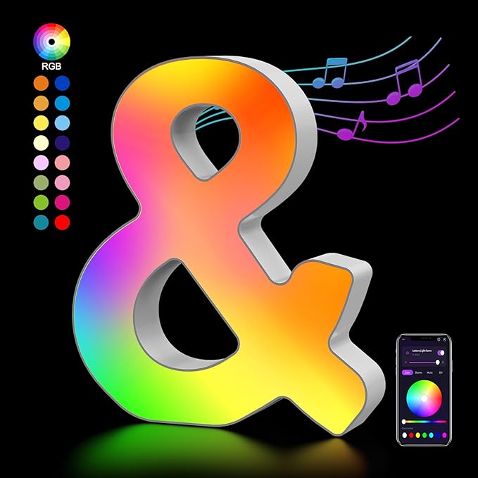 OJQ Light Up Letters LED Letter - Bedroom Lighted Colorful Alphabet Letter Music Sync Color Change - Christmas Birthday Gifts for Girl - Teen Girls Room Decor Gifts Party Home Wall Bedroom Decor