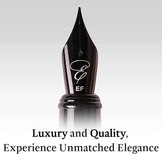 Ellington Pens Elegant Wood Fountain Pen Set – Includes Wooden Pen Box, Ink Converter, 6 Ink Cartridges, and Gift Box – Writing, Calligraphy
