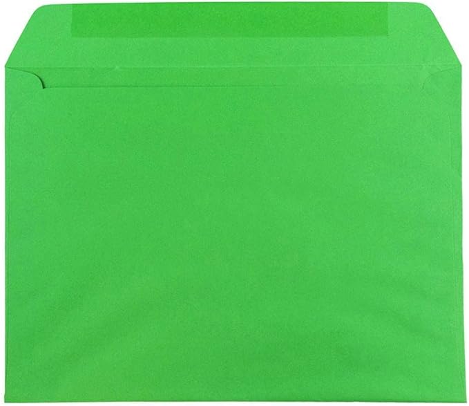 JAM PAPER 9 x 12 Booklet Colored Envelopes - Green Recycled - Bulk 500/Box