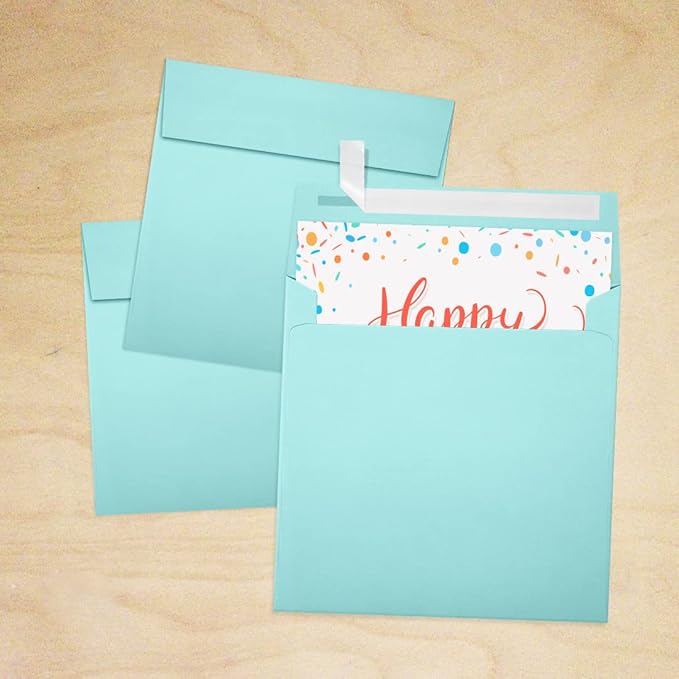 LUXPaper Square Invitation Envelopes | Peel & Press | 5 1/4" x 5 1/4" | Seafoam Blue | 80lb. Text | 50 Qty