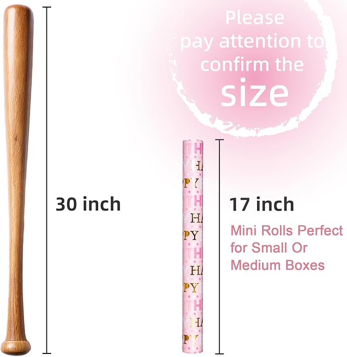 Yarcony Girl Birthday Wrapping Paper Roll, Pink and Gold Wrapping Paper, Gold Foil Girly Happy Birthday Lettering Design Pink Gift Wrap for Girls Women, Baby Shower, Christmas(17 Inch X 33 Feet)