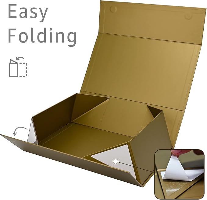LIFELUM Magnetic Gift Boxes 5 Pack 13.85 x 8.35 x 4.45 inch Rectangle Collapsible Boxes with Lids and Ribbon,Card,Shredded Paper Filler Gift Boxes for Presents，Christmas,Birthdays
