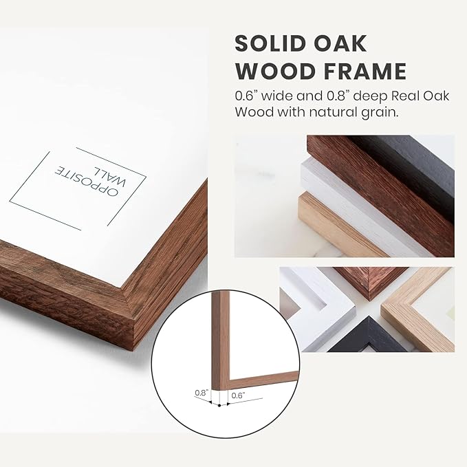 Opposite Wall - 9x12 in - Dark Oak Wood Picture Frame - Lightweight, Versatile & Shatterproof - Wall Hanging Poster or Photo Frame - Wall Decor for Office, Gallery & Home