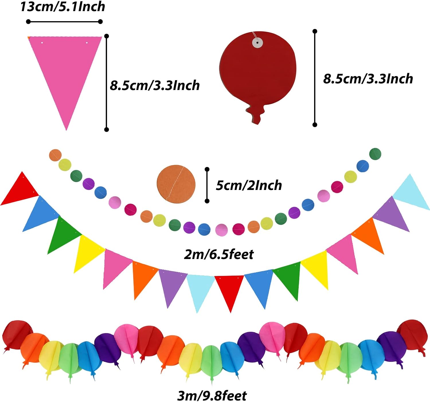 ZERODECO Party Decorations, 41 Pcs Multicoloured Papar Fans Pompoms Garlands String Tissue Paper Tassel for Fiesta Mexican Theme Cinco De Mayo Coco Carnivals Festivals Birthday Party