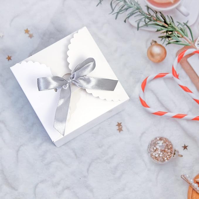 WEWILUCK Small White Gift Box, 10 PCS Pretty Favor Gift Boxes with Lids Bulk for Wedding, Bridesmaid Proposal, Birthday, Party, Holiday, Galentine's Day Presents, 4.75” x 4.75” x 3.53”