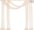 Ling's Moment Wedding Arch Draping Fabric 2 Panels 32Ft x 30" Wrinkle-Free Wedding Arch Drapes Chiffon Fabric Beige Curtain Wedding Ceremony Reception Backdrop Background Party Home Garden Decorations