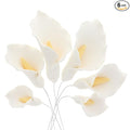 Global Sugar Art Calla Lily Sugar Cake Flowers White with Yellow, Wired,3 sizes, 6 Count by Chef Alan Tetreault