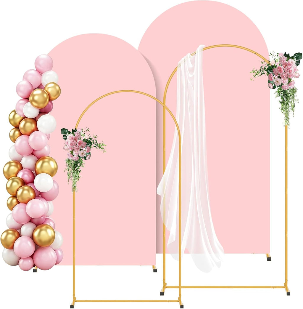 metal arch backdrop stand and pink cover set, main product view