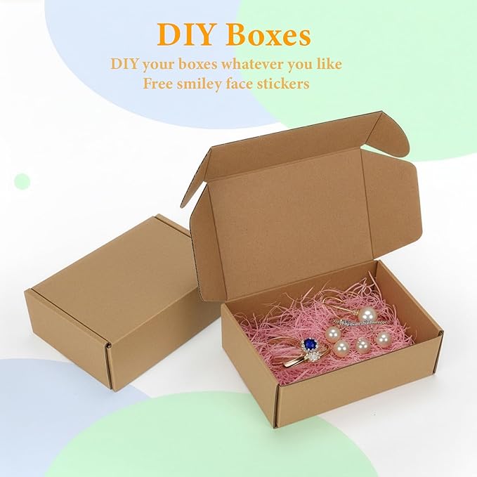 MEBRUDY 6x4x2 Inches Shipping Boxes Pack of 75, Small Corrugated Cardboard Box for Mailing Mailer Packing, Brown