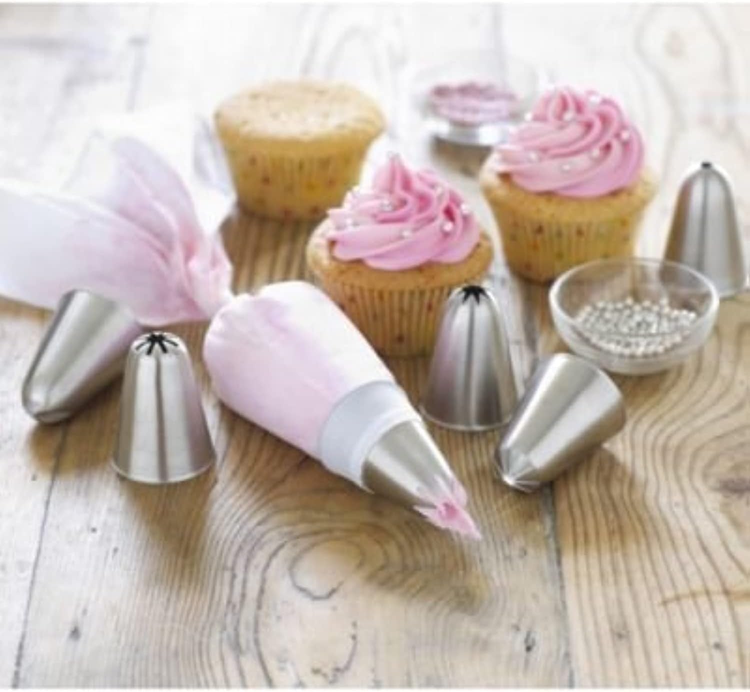 Lakeland Piping Nozzles & Reusable Bag Gift Set - 7 Pieces (Nylon, Silver)