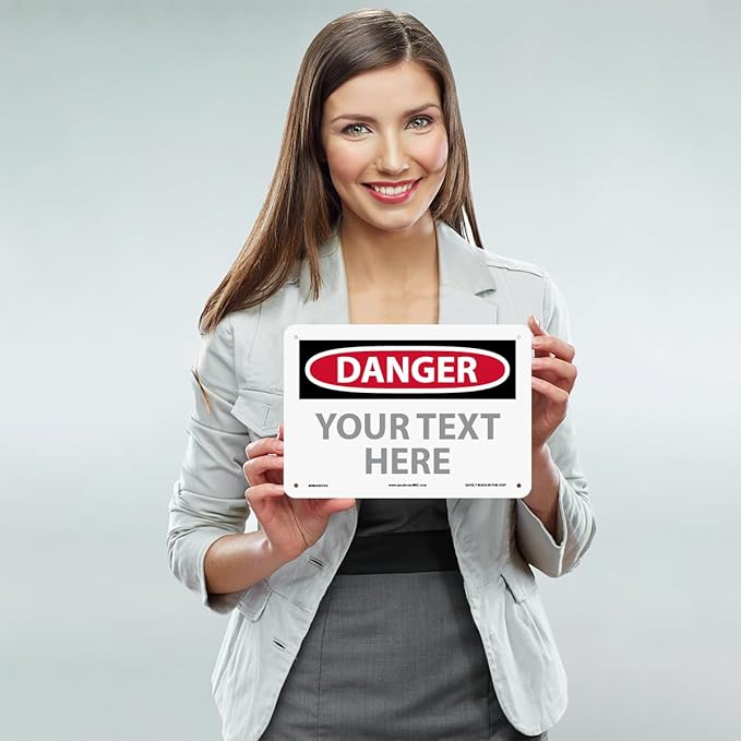 Custom OSHA Style Danger Sign 7" x 10" Aluminum Sign, Customizable "Your Text Here", by AccuformNMC Made in USA