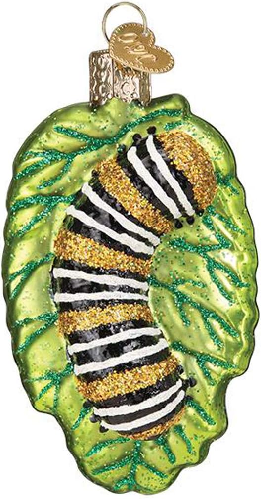 Old World Christmas Ornaments Fuzzy Caterpillar Glass Blown Ornaments for Christmas Tree