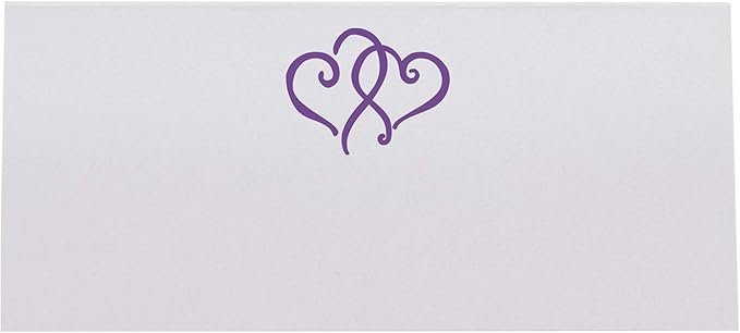 Linked Hearts Place Cards, Purple (Choose Color), Set of 150, Pre-cut and Scored - Wedding, Party, Dinner, and Special Events - Made in the USA
