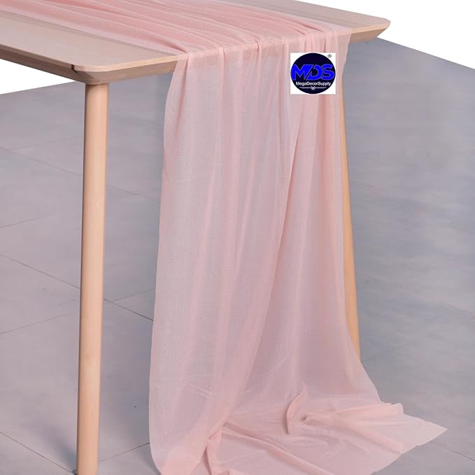 MDS Halloween Chiffon Table Runner - 5 Pack, 29 x 170 Inches, 14ft Each - Sheer Spooky Table Runners for Haunted House Parties, Trick-or-Treat Tables, Witchy Décor, Wedding & Events - Dusty Rose