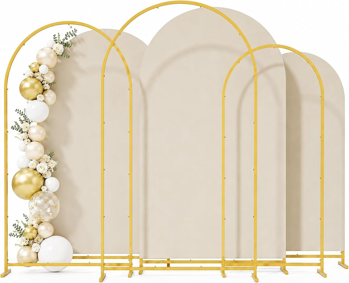 6+6.6+7.2ft Arch Backdrop Stand, 3pcs Metal Background Frame with Cover