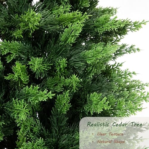 6.03ft uv resistant artificial cedar tree with full, close-up detail
