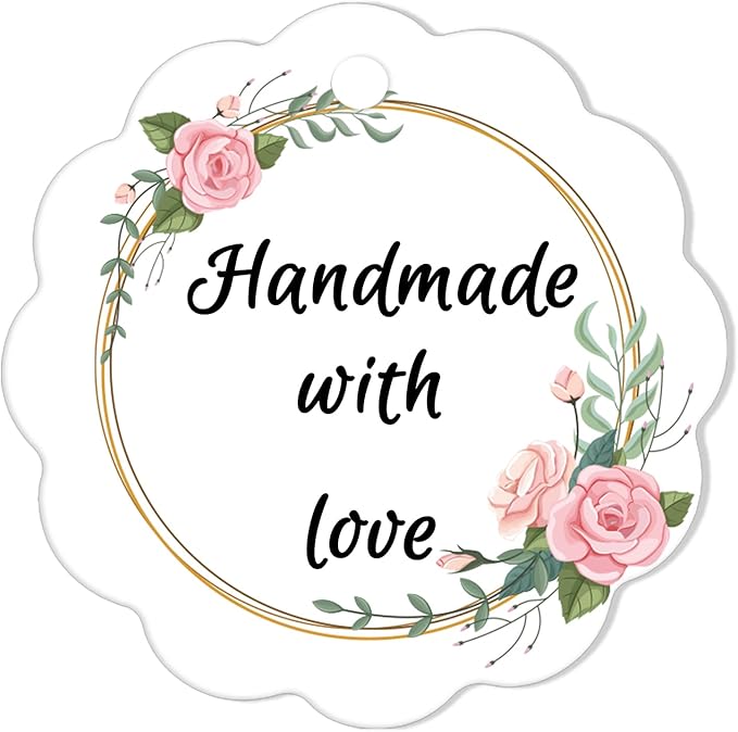 Custom Tags for Handmade Items, Personalized Tags for Favors, Customized Hang Tag for Clothing, Customized Gifts Wrapping Labels, Wedding Items Birthday Party Favors with String (Flower Shape)