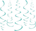 WEVEN Teal Party Hanging Swirl Decorations Plastic Streamer for Ceiling, Pack of 28