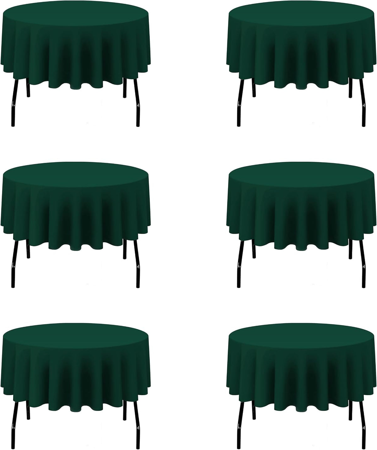 BRILLMAX 6 Pack Hunter Green Round Tablecloths 70 Inch for 30"-48" ...