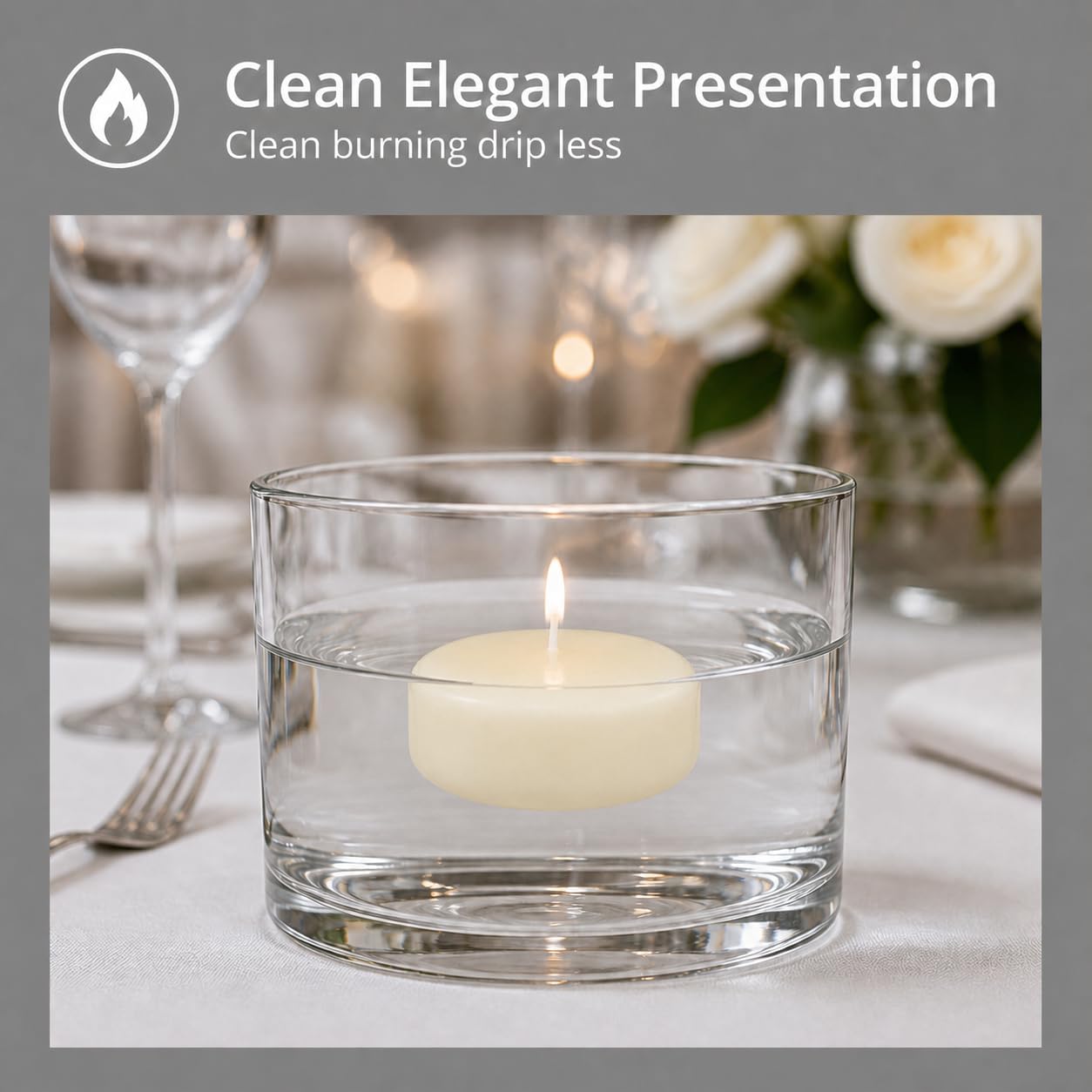 yummi Case of 18 3" Ivory Floating Candles