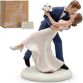 Storieme Wedding Cake Topper Decoration: Bride and Groom Kissing Resin Figurine with Secure Base – Romantic Couple Gifts for Wedding Anniversary & Engagement