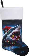Personalized Shark Christmas Stocking 20 Inch Large, Fireplace Hanging Stockings for Holiday Decor, Ocean Theme Xmas Party Decorations, Home Festive Decor