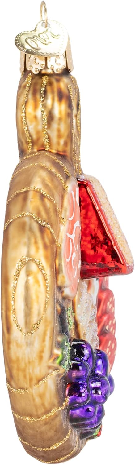 Old World Christmas Charcuterie Board Glass Blown Ornament for Christmas Tree, Handcrafted Holiday Decoration, Food Collection