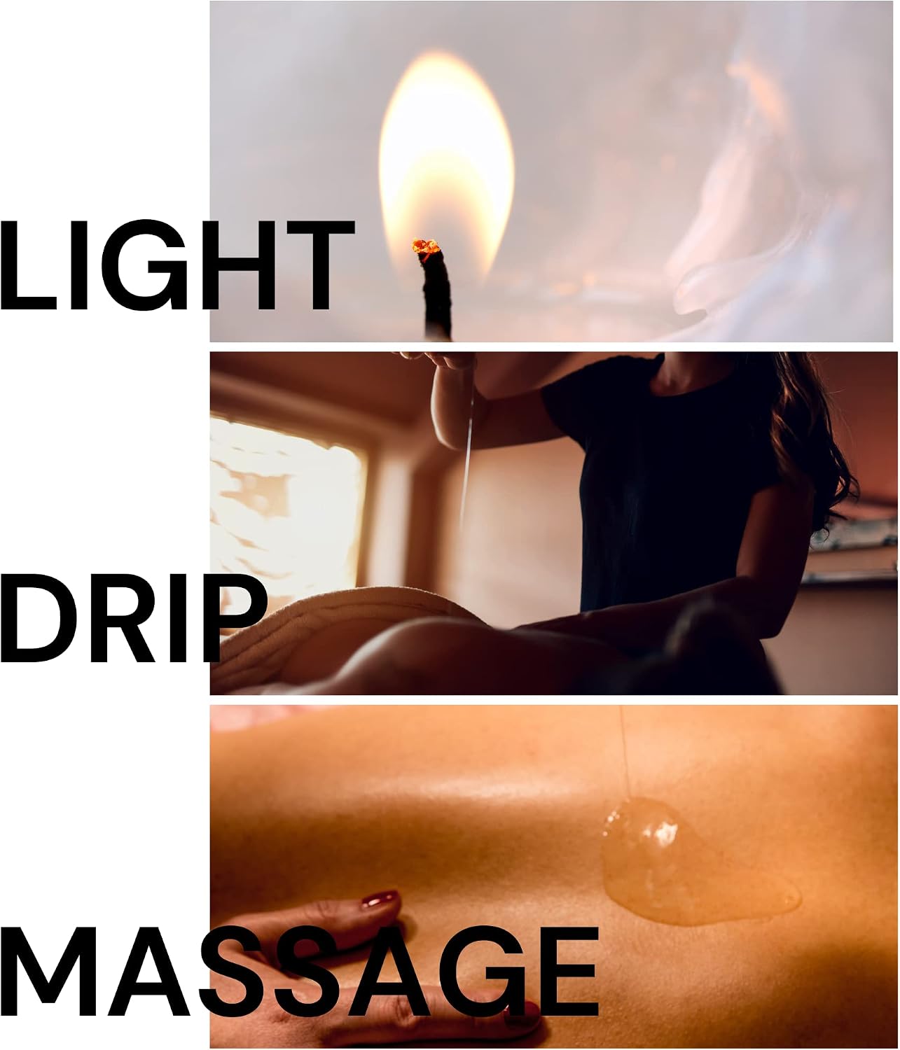 Drip Massage Candle 4 oz Smokey Vanilla, Pour on Skin, Couples Gift Item | Warms to oil for use on body, soy wax formula, aromatherapy scent, date night favor, home spa moment, bachelorette gift