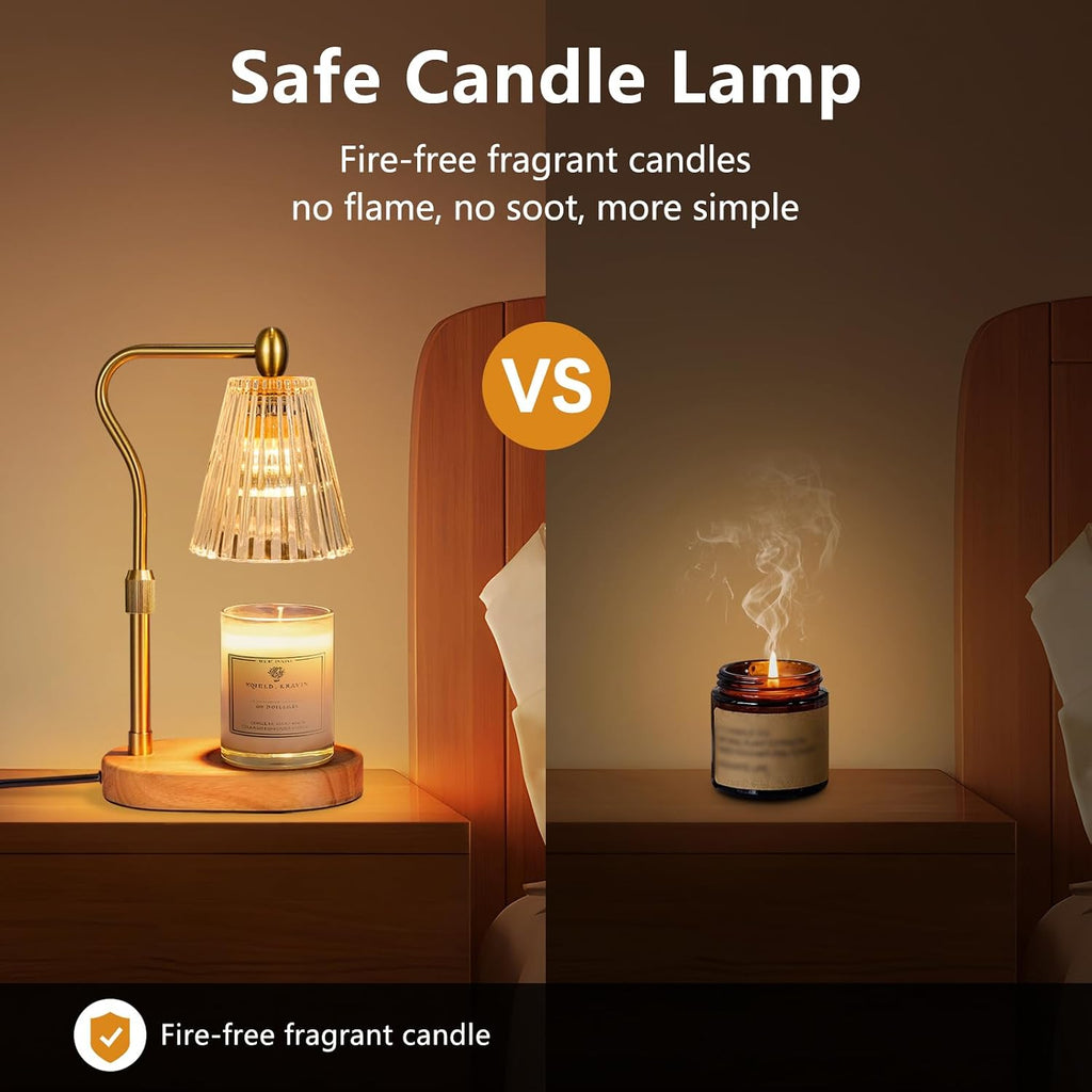 Engpure Candle Warmer Lamp - Candle Warmer Lamp with Timer and Dimmer Adjustable Height,Electric Wax Melt Warmer with 2 Bulbs for Scented Jar Candles Home Decor Mother's Day Gifts, Amber