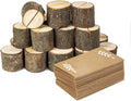 Jofefe 20Pcs Wood Place Card Holders and 24Pcs Kraft Table Place Cards, Rustic Table Number Holders, Food Labels, Name Card Photo Picture Holders for Harvest Fall Thanksgiving Wedding Birthday Party.