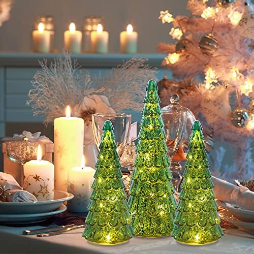 phitric christmas decorations indoor, 3 pcs sparkling glass shown in use