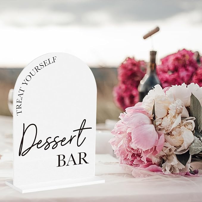2Pcs Dessert Bar Sign Cards and Gifts Signs for Wedding Engagement Party Bridal Shower Baby Shower Table Desk Acrylic Decor