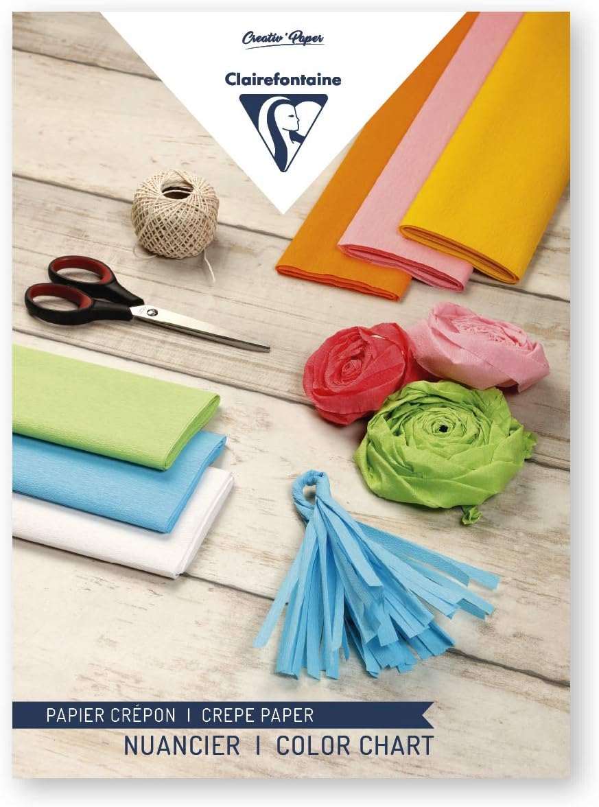 Clairefontaine Maildor Crepe Paper roll 2.00x0.50m 10 Sheets-Assortment, 2 x 0.5 m