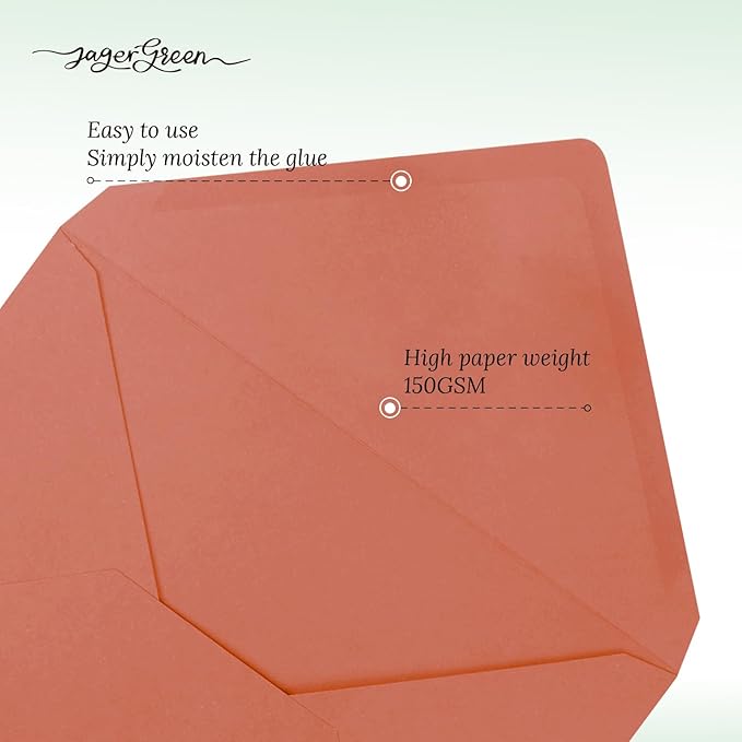 50 Pack 4x6 Envelopes Letter Size, Orange A4 Envelopes Self Seal for Wedding Invitation, Envelope 4.3x6.3 for Greeting Cards, Photos, Baby Shower, Graduation, Thank You Cards, Announcements