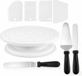 Cake Decorating Kit with Cake Turntable and Decorating Tools, 8-Piece Baking Supplies Set with 3 Frosting Spatulas and 4 Icing Smoothers, Easy Cake Decorating for Beginners Professionals