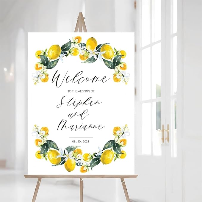 Wedding Welcome Sign Lemon Citrus, Yellow Lemon To The Wedding Of Sign