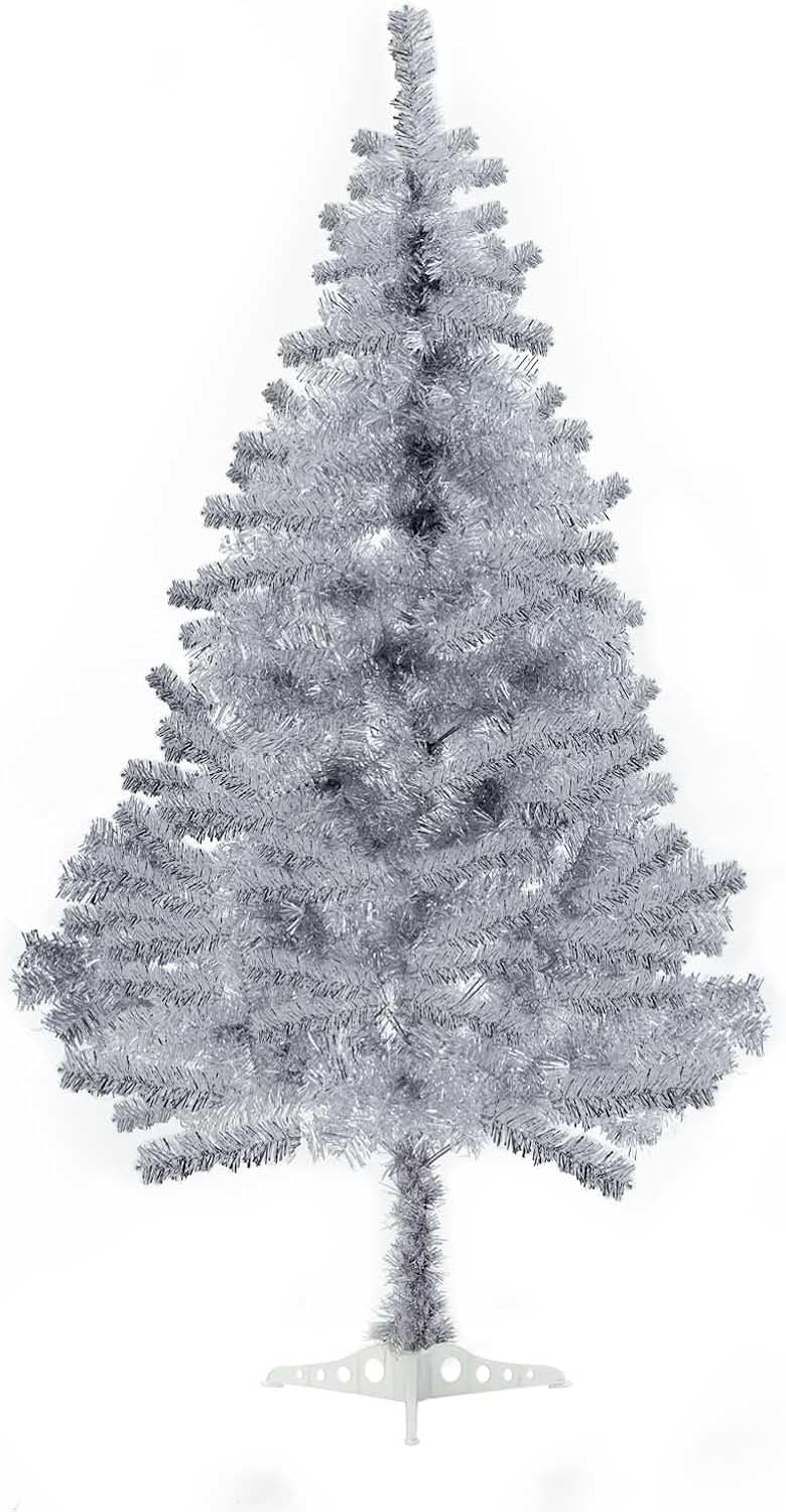 silver christmas tree, 6ft artificial tinsel christmas tree, main product view