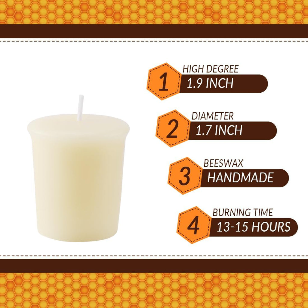 Pure Ivory White Beeswax Votive Candles-4 Pack Natural Votives Set for Home Room Decor Party Wedding Spa,12 Hours Burn
