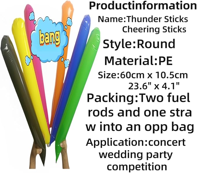 40pcs Round headTeam Spirit Boom Sticks Thunder Sticks Cheering Sticks Team Spirit Plastic Cheerleading Spirit Stick Clapper Inflatable Noise Maker Sports Supply (Green)