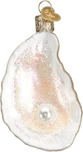 Old World Christmas Oyster with Pearl Glass Blown Ornament for Christmas Tree, Handcrafted Holiday Decoration, Seashell Collection