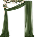 MLMC Olive Green Wedding Arch Draping Fabric 1 Panel 29" x 20 FT Extra Long Gauze Drapes Sheer Backdrop Curtains 6.6 Yards Outdoor Drapery Panels for Wedding Ceremony Party Ceiling Decoration